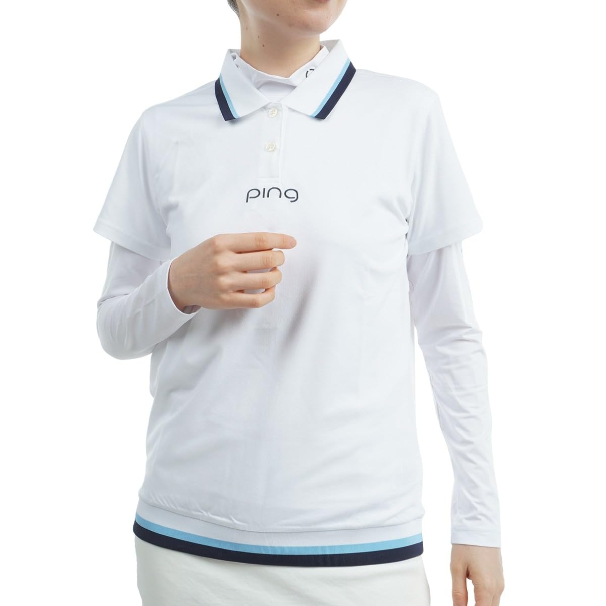 

Layered Twin Set Neck Shirt and Polo Shirt Golf LL [Pin Apparel] Women s (High Set) / / 622-4260800 030_White