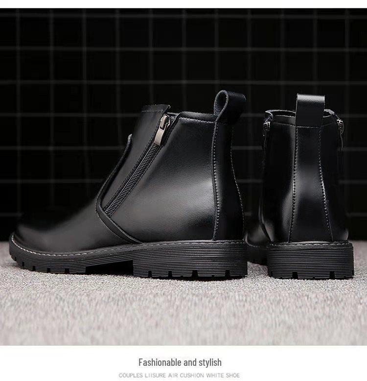 2023 Autumn Men's High-Top Boots: All-Match European Style Zipper Martin Boots, Casual Korean Version