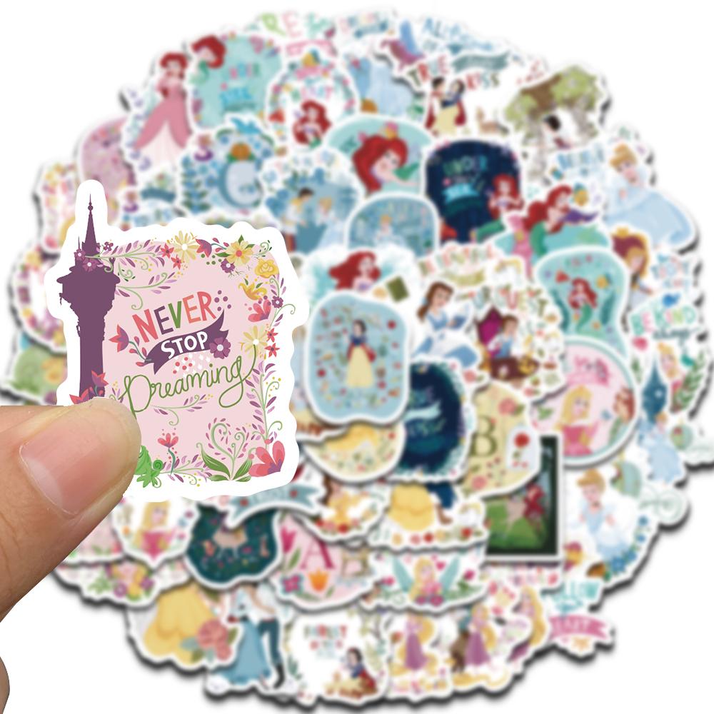60PCS Creative Mixed Disney Princess Stickers Aesthetic Classic Streetwear Y2K Fashion DIY Harajuku Material Streetwear Stickers