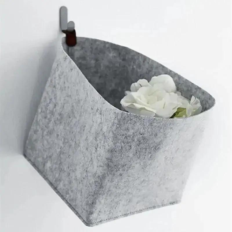 1 Pcs Fashion Minimalist Style Solid Color Felt Storage Basket For Home Personalized Dormitory Bedroom Toys Miscellaneous Boxes