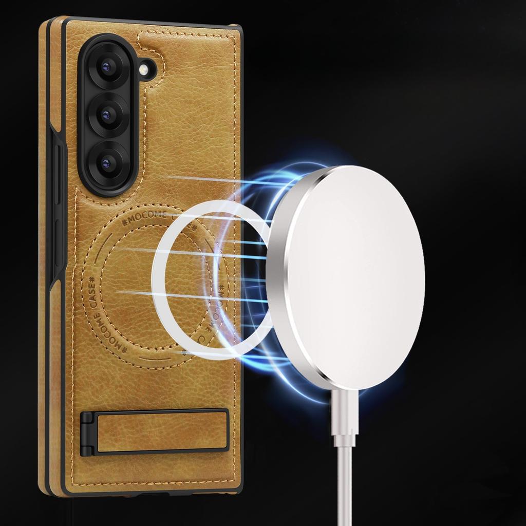 Suitable for Samsung Zfold6 Left and Right Folding Business Leather Case Mobile Phone Case Zflip5 Crystal Shield Magnetic Suction Bracket