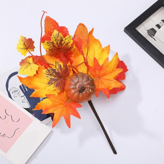 Fake Maple Leaf Long Lasting Easy To Maintain Artificial Pumpkins Maple Leaf for Harvest Thanksgiving Halloween Parties
