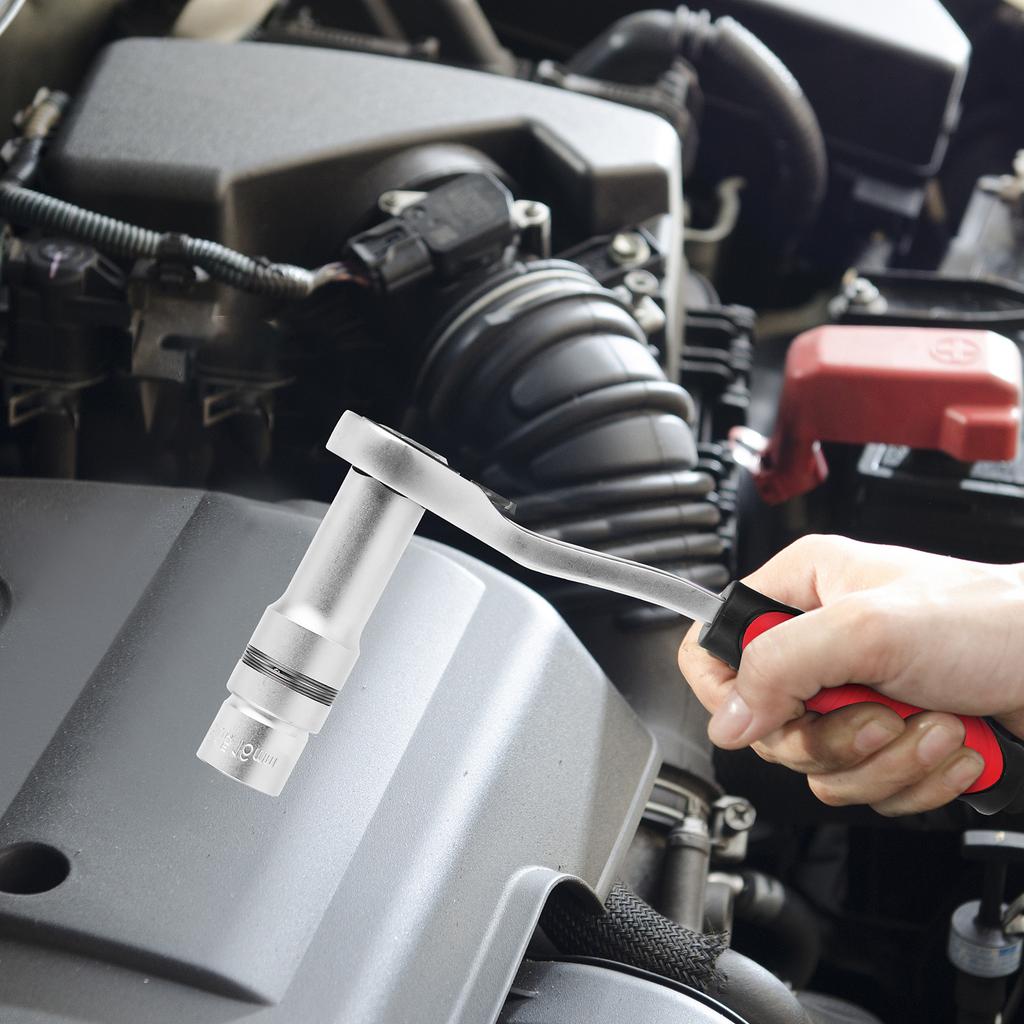 17-teiliges Knarren-Steckschlüssel-Set Verschleißfest Zweirichtungs-Schraubenschlüssel-Set Mehrzweck-Durchsteck-Knarren-Hülse für Heimwerker-Garagenwerkzeug