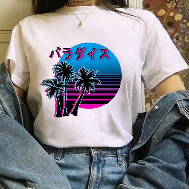 Zogankin Harajuku T Shirt Women Fun Spoof Tops Tee Japnese Anmie Character Print T Shirt 90S