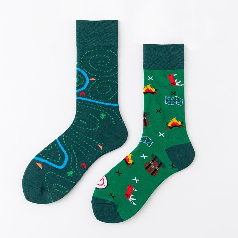 REMOULD Women Fashion Designer Mismatching AB Socks High Quality for Girls Art Crazy Socks With Print Pattern Fancy Cool