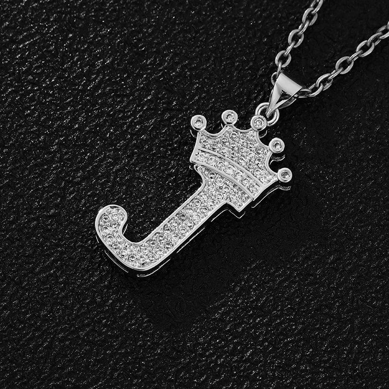 Fashion Luxury A-Z Crown Alphabet Pendant Chain Necklace Punk Style Lucky Initial Name  Best Party Wedding Birthday Gift