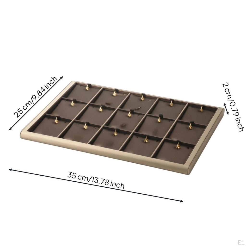 15Slot Jewelry Display Tray with Hooks | Rectangular Flat Form, Design, Necklace Tray, for