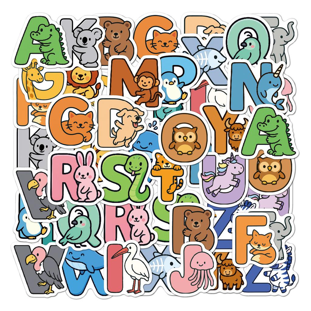 Animal Letter Stickers 52 Stationery Creative Water Cups Personalized Toys Matching Children's Spelling Letter Stickers