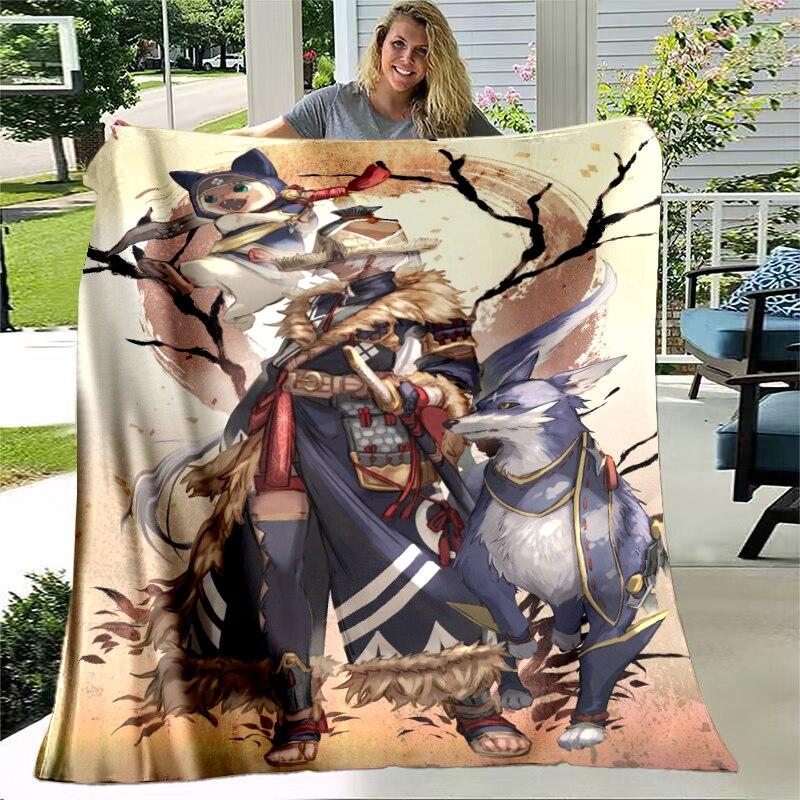 Monster Hunter Game Throw Blanket Bedspread Bed Plaid Rug Bed Covers Sofa Blanket Plaid Blanket Thermal Children'S Blankets