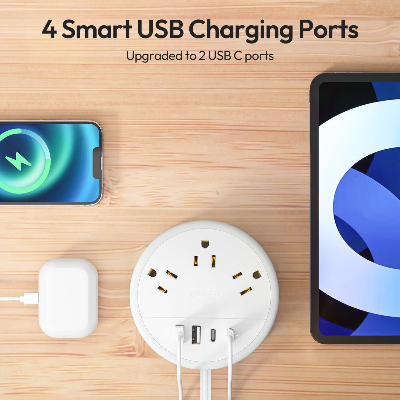 

Portable Travel Power Strip with USB - US & European Standard 1.5M чорний