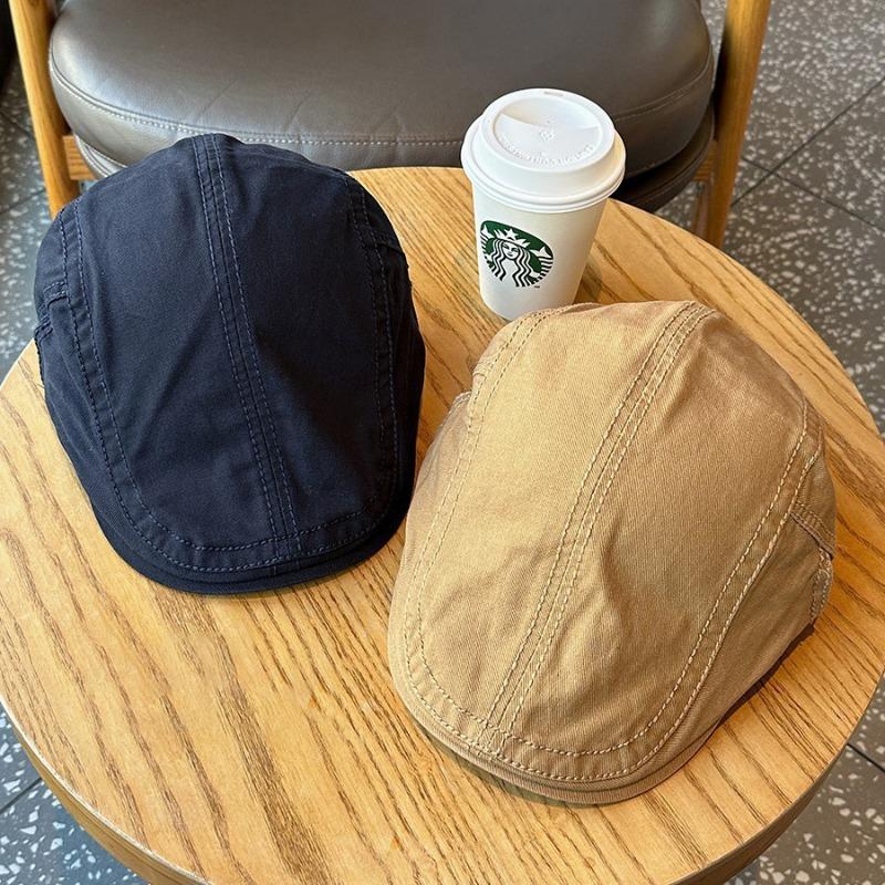 1pc Forward Hat Solid Color Retro British Style Newspaper Hat for Men and Women Simple Versatile Literary Beret for Daily Wear