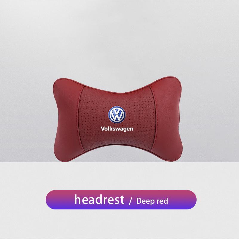 For VOLKSWAGEN VW 1Pcs Car Seat Headrest Auto Logo Neck Pillow For Volkswagen Polo Golf Tiguan Passat Touareg Magotan ID.3 Toura
