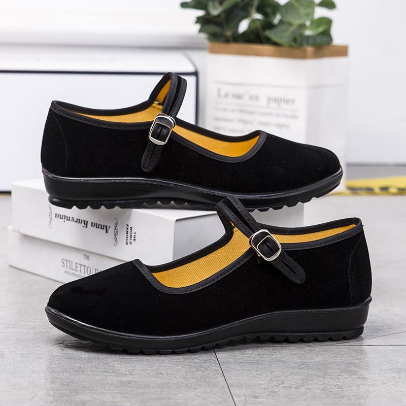 Old Beijing Cloth Shoes Women's Casual Dance Flats Hotel Mother Non-slip Breathable Non-slip Wear-resistant Black Cloth Shoes