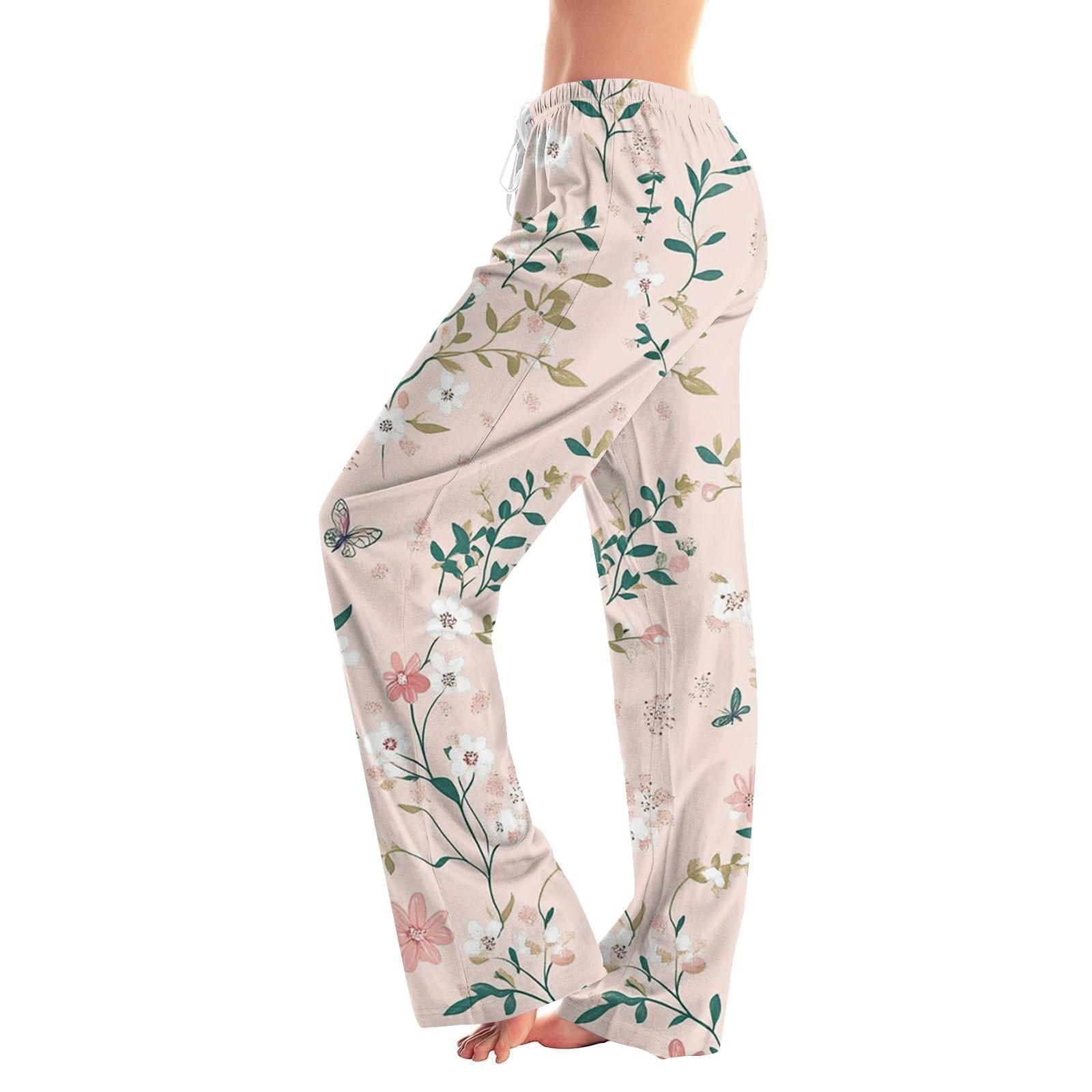 

Women s Fashion Loose Casual Floral Printed Casual Pants XXL рожевий