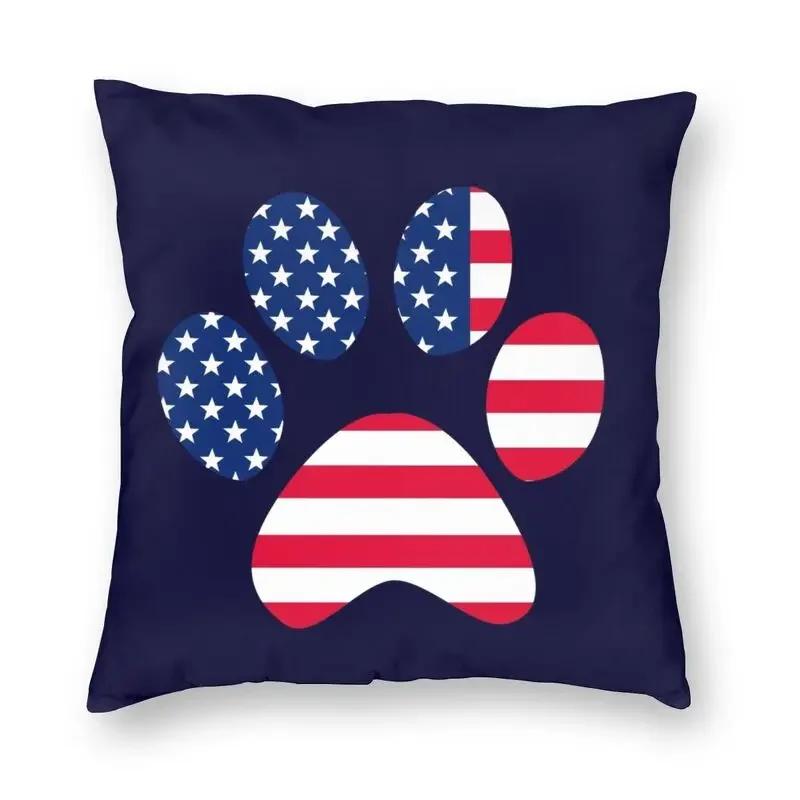 Liebe Hunde Pfoten und Knochen Muster Druck Quadratischer Kissenbezug Dekoration Haustier Fußabdruck Geschenk Kissenbezug Wurfkissen für Sofa Auto