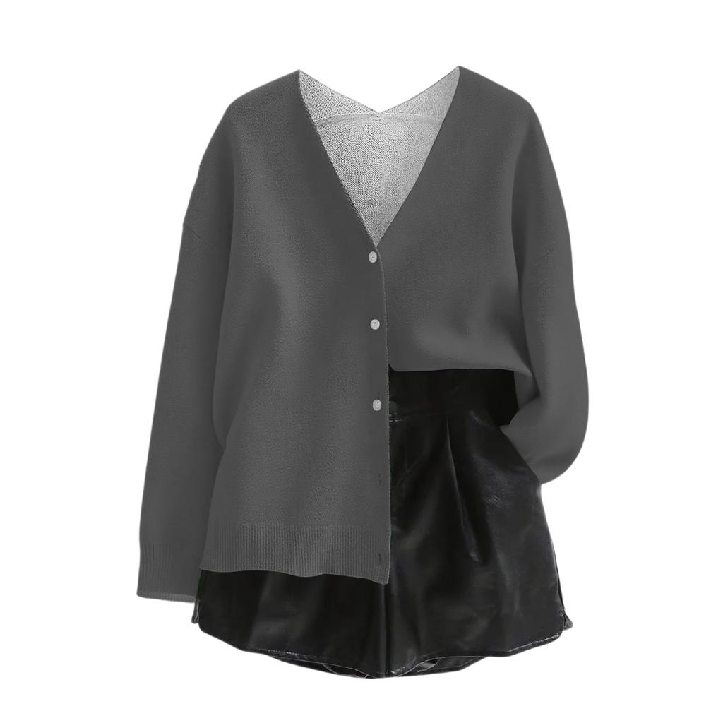 Women's V Neck Top Printing Thickened Plush Cashmere Warm Long Top