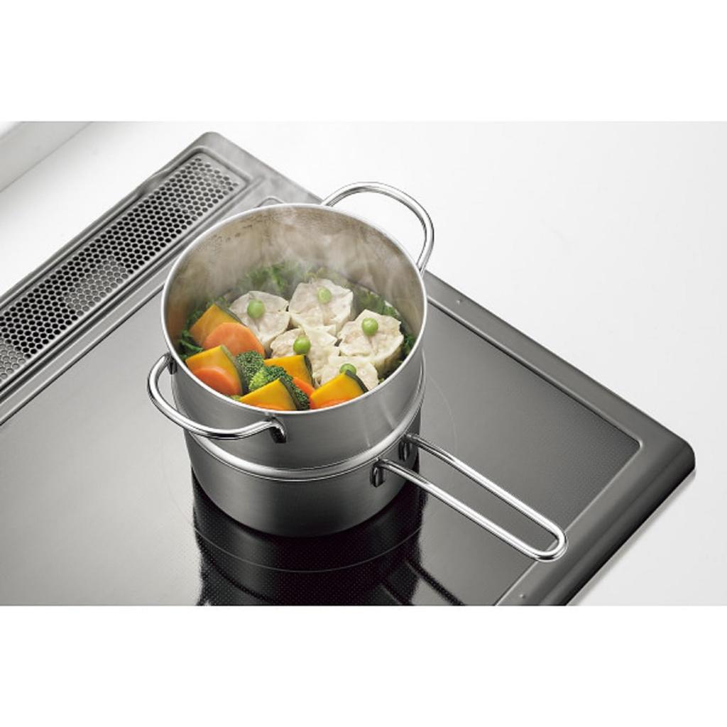 Mini napařovač z nerezové oceli Yokoyama 14 cm, 2patrový, Tsubameju