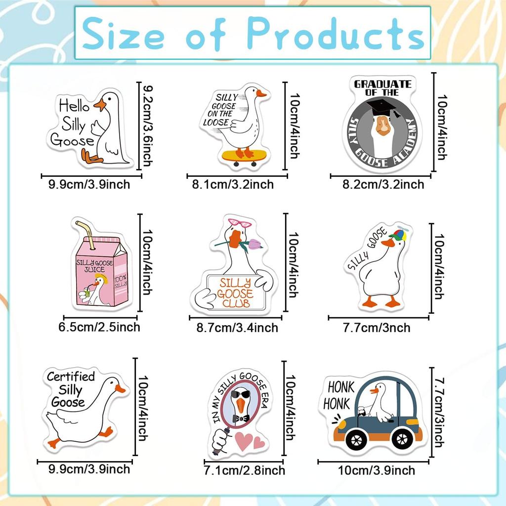 Goose Fridge Magnet Set- 9Pcs Funny Animal Refrigerator Magnetic Stickers Goose Magnets Silly for Fridge Cute Meme Fridge Magnets Gifts for Locker
