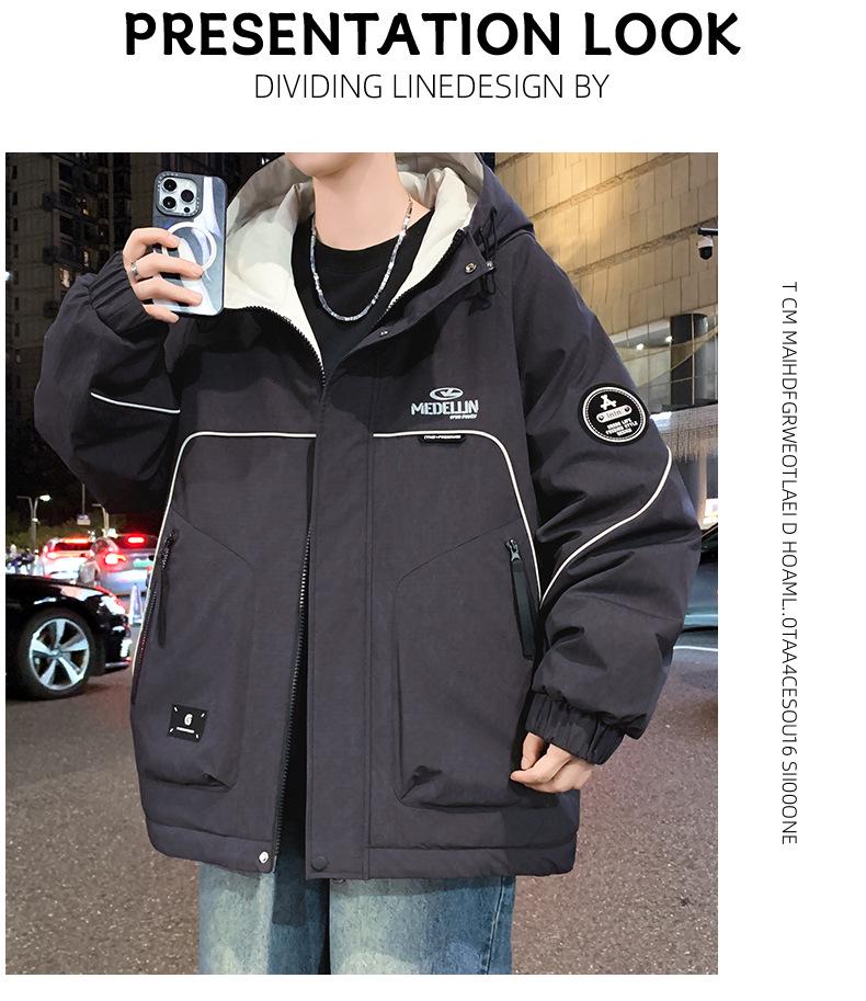 Men's & Teen Boys' Trendy Velvet-Enhanced Winter Jacket, Thick Cotton Windbreaker for Older Kids & Junior High Students