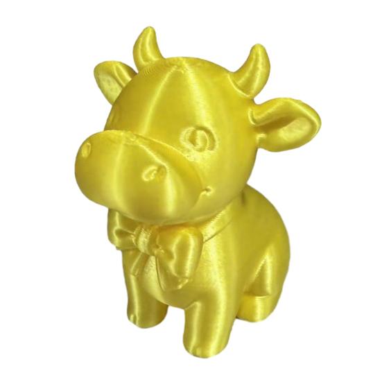 Yousheng 3D Printed Cow Figurine with Bow Tie, Cute Calf Statue, Minimalist Animal Model, Smiling Cow Ornament for Home Office Decor Gift