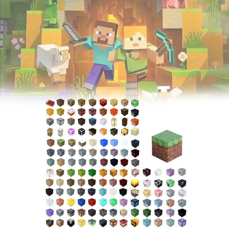 50pcs Magnetic Building Blocks Children Minecraft Style Creative Learning Toy