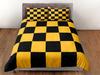 Set Copripiumino a Quadri Audaci, Elegante Copriletto, Set Biancheria da Letto Giallo e Nero, Copripiumino Geometrico, Set Camera da Letto Moderno, Copripiumino Dona
