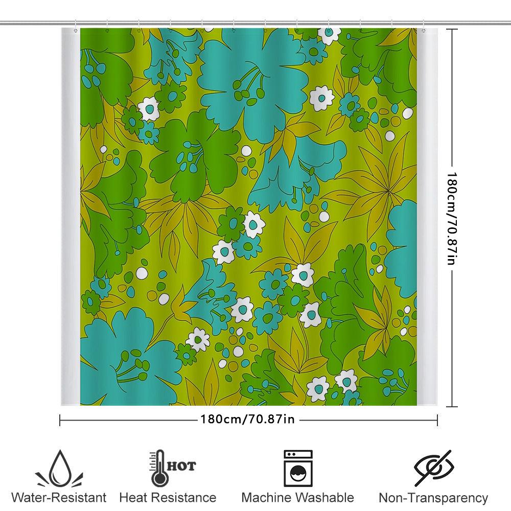 Floral Shower Curtain Botanical Nature Green Plants Bathroom Decor Waterproof Fabric Vintage Farmhouse Aesthetic Home Decor