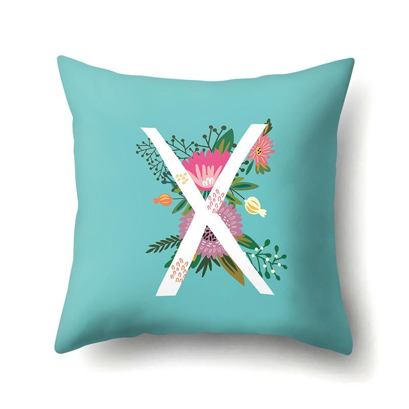 Polyester Pillowcase Flowers Fresh Home Decoration Print Pillowcase 26 English Letter Cushion Cover