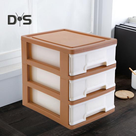 Desktop Storage Drawer Storage Box Large Capacity 3-Layer Design Stackable Drawers Organizer Cosmetics Case