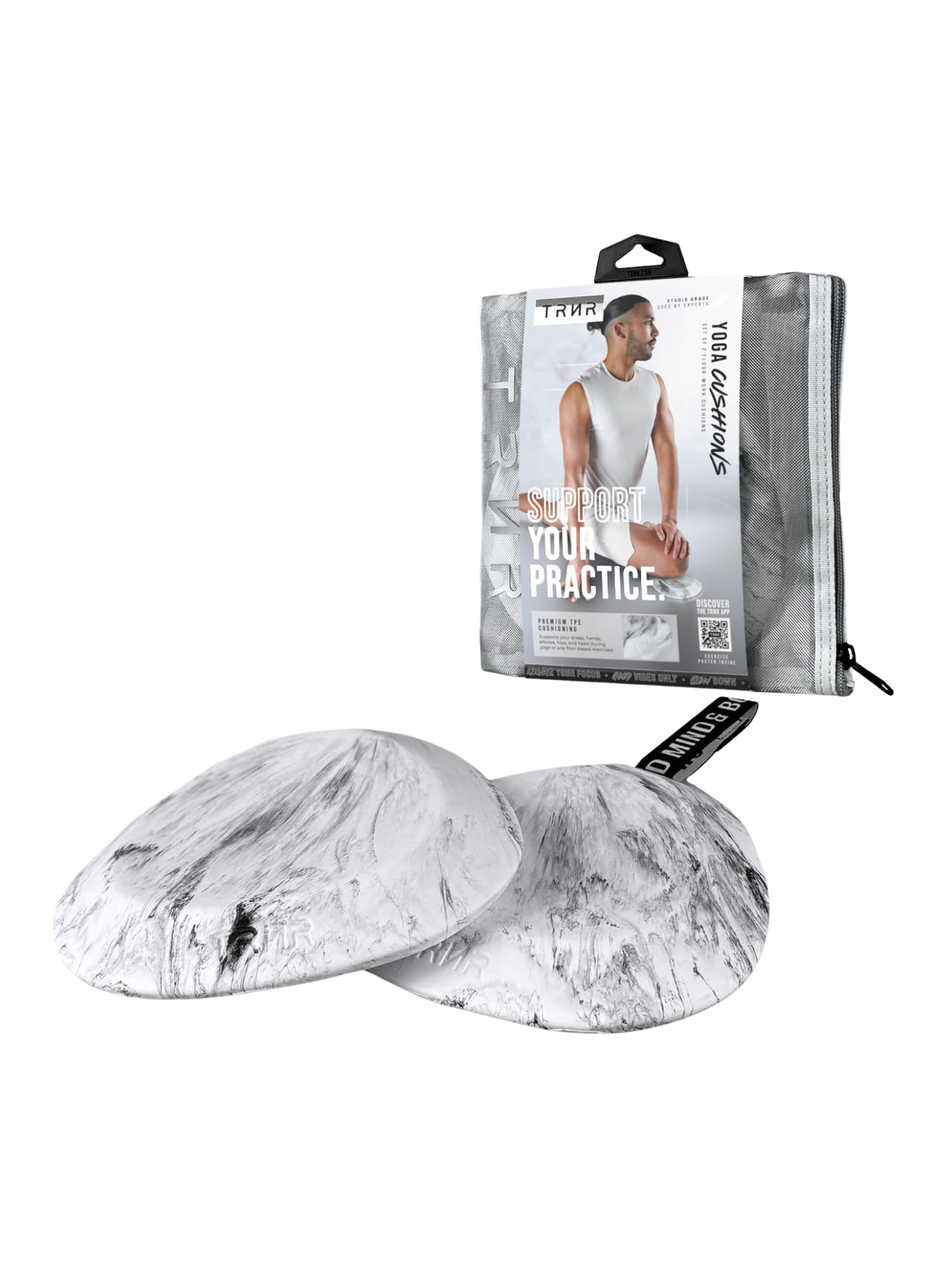 

TRNR Trainer Yoga Mini Yoga Stretching Marble Pads, 2-Pack, TPE, Elbow, Knee, Buttocks, Mat, Pilates, Fitness, /