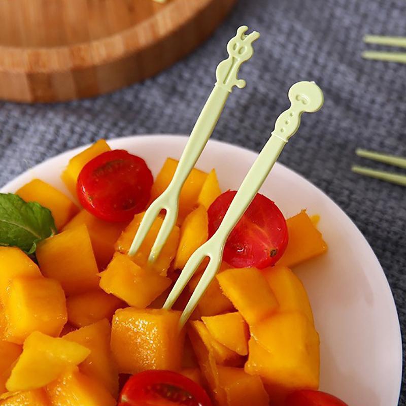 50 ks Kreslené plastové vidličky na ovoce Párátka Bento obědový box pro děti Narozeninová oslava Svačina Dort Dezert Výběrové vidličky