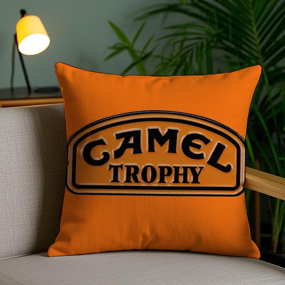 Luxury C-Camel Cushion Cover Plush Fabric Soft Double-Sided Printed Sofa Pillow Case Colorfast Home Decor Gift