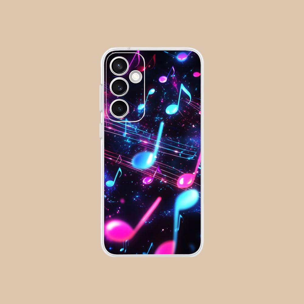 Musical Note Staff Mobile Phone Case for Samsung Galaxy S25 S24 S23 S22 S21Plus FE Ultra Clear Colorful Cover Smartphone Cover