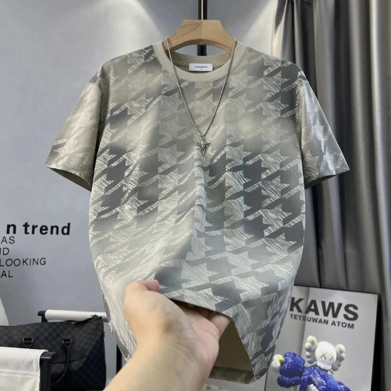 

Minimally Contrasting Tie Dye Loose Niche Round Neck Short Sleeved T-shirt for Men s Summer Slim Fit T-shirt Versatile Top L сірий колір