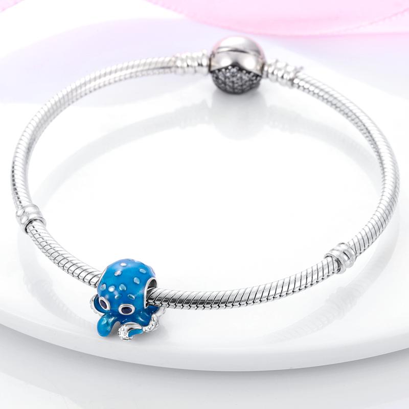 Original Charms Copper Blue Ocean Element Octopus Beads Fit Charms Plata Bracelets For Women Jewelry Making Fine Gifts