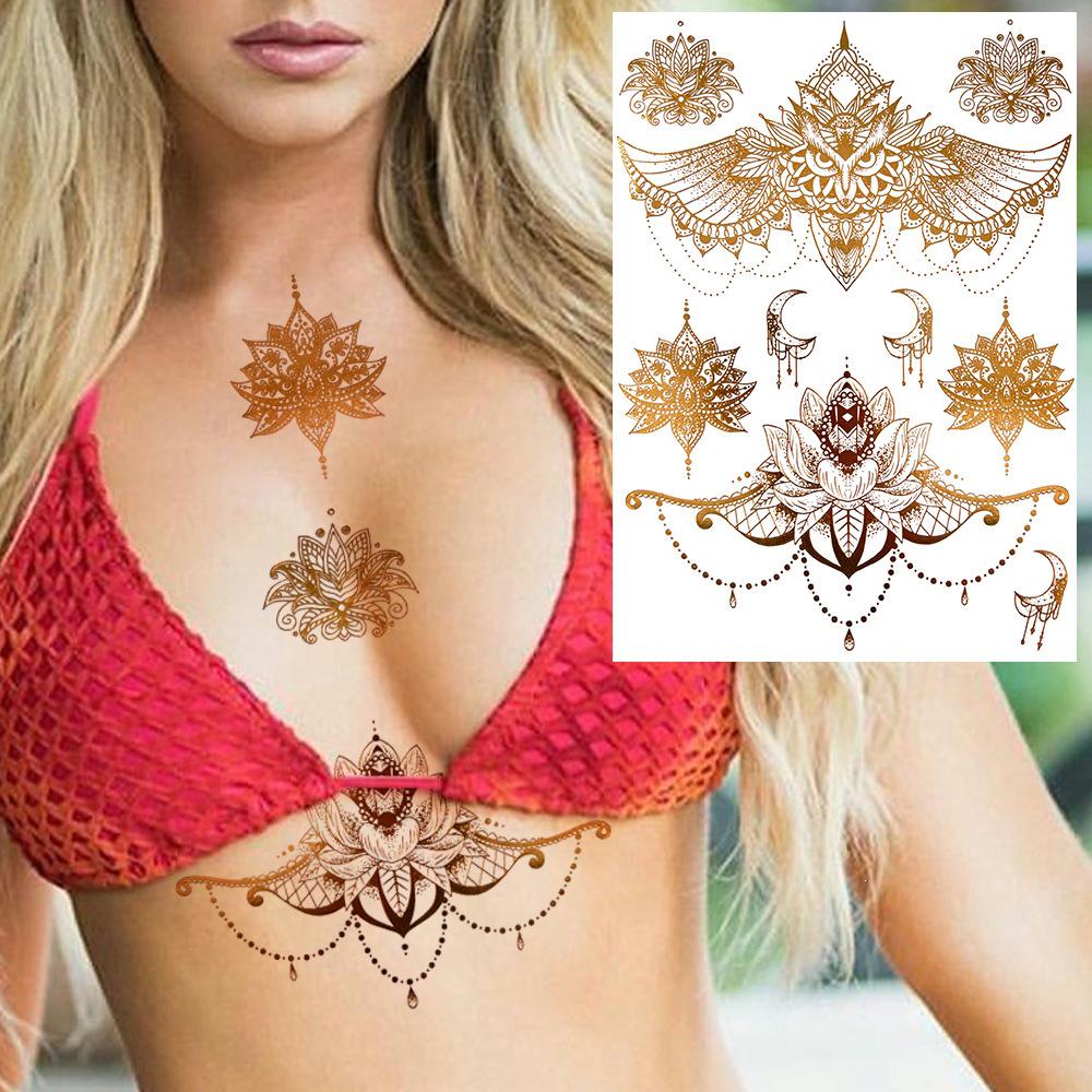 Nuevas Pegatinas Temporales de Tatuaje con Estampado en Caliente de Henna Transfronterizas para Mano, Pie y Brazo