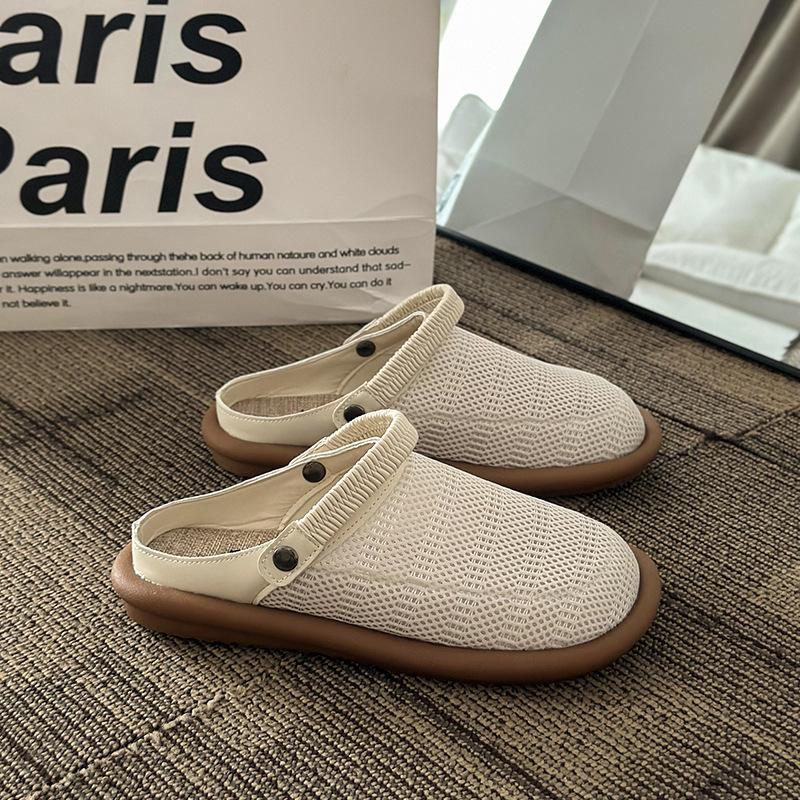 

Fashion 2025 Summer New 2-Way Wear Women s Enclosed-Toe Mules Outdoor Soft-Sole Breathable Mesh Slip-On Clog Sandals 35