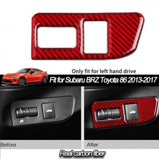 Carbon Fiber Red For Subaru BRZ Toyota 86 2013-17 Rear Trunk Switch Button Cover