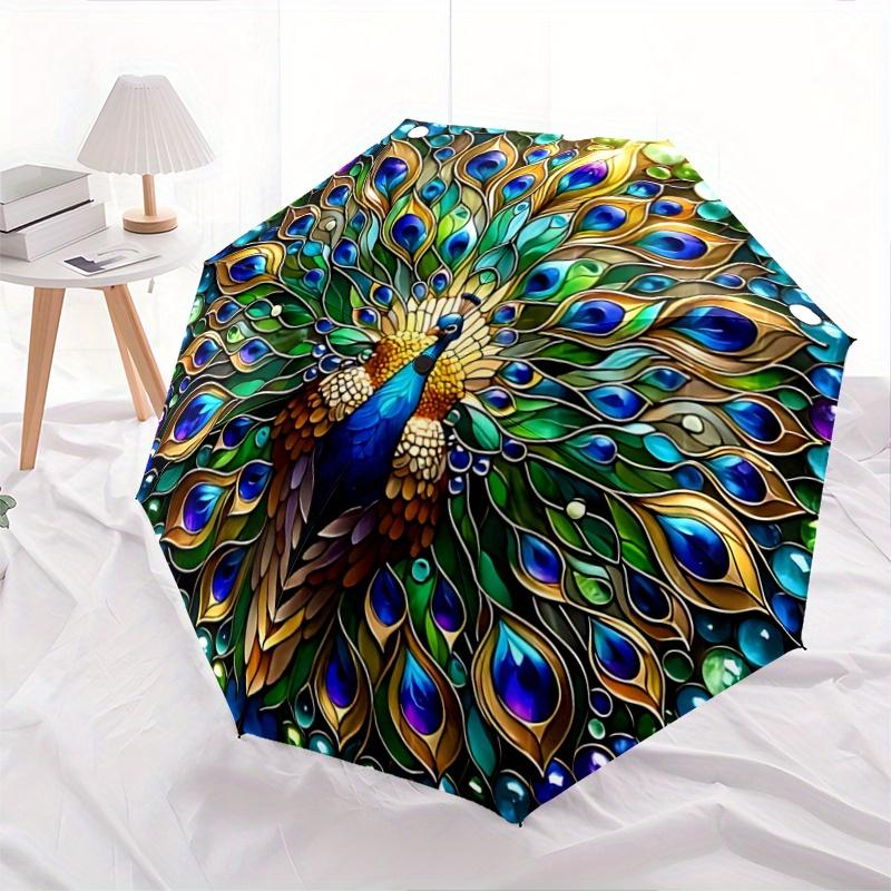 

1pc Stained Glass Peacock Automatic Opening and Closing Umbrella - Suitable for Various Occasions, Outdoor Activities, Lightweight and Durable Au