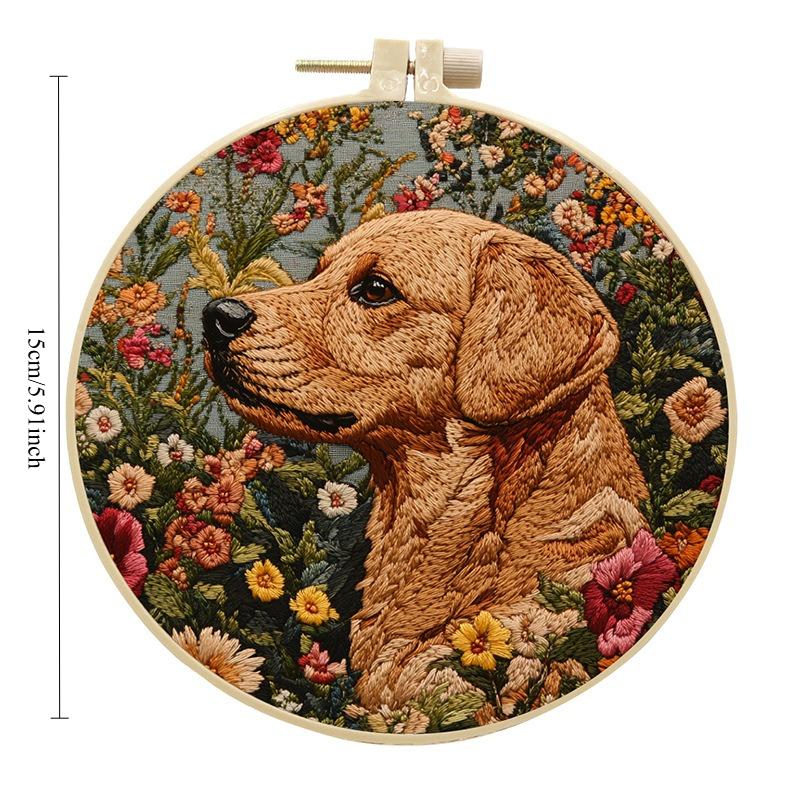 1pc Cute Dog Pattern Embroidery DIY Fabric Craft Set with Tools