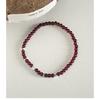 Sterling Coin Garnet Beaded Bracelet Women Minimalist Boho Style Adjustable Handmade Jewelry B3036