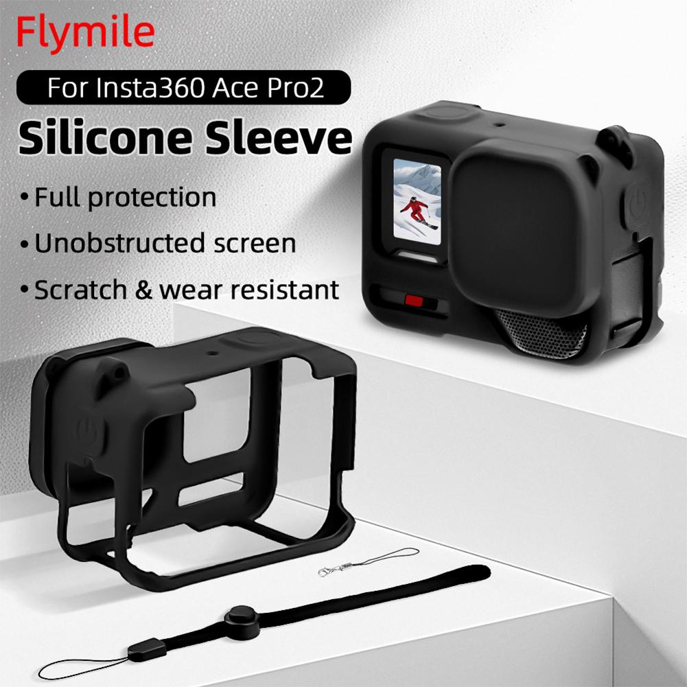 1-5Set Silicone Camera Case with Lens Cap Cover For Insta360 Ace Pro2 Rubber Camera Shell Anti-Scratch Sports Camera Accessories