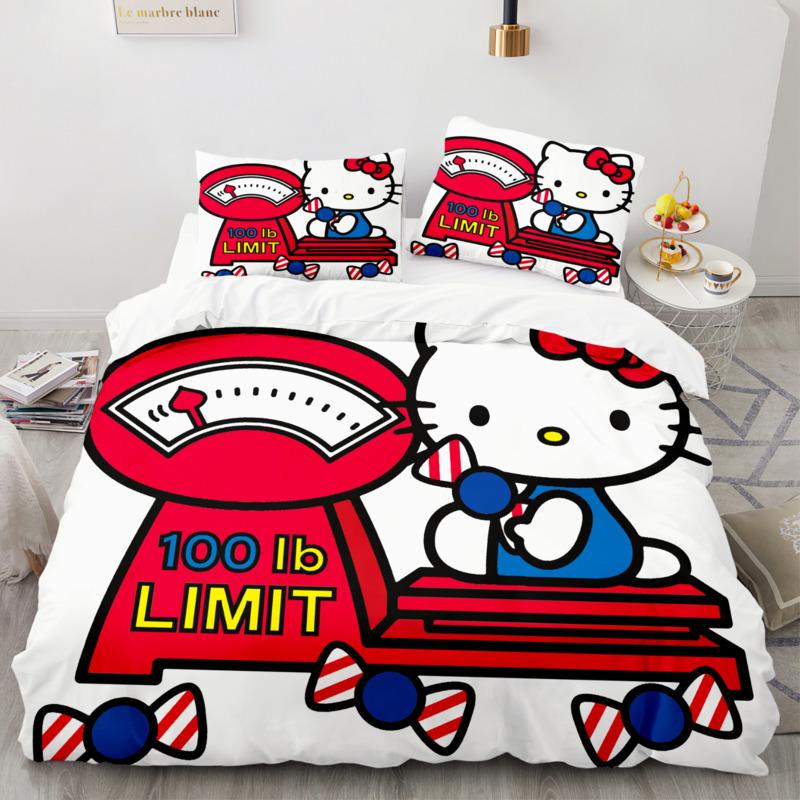 Sanrio Bedding Set Duvet Cover Hello Kitty Children'S Bedroom Decoration Quilt Cover Pillowcases Single Double Multiple Sizes