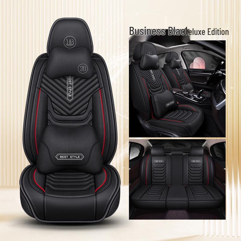 All-Season Linen Car Seat Cushion - Full Coverage & Universal Fit
