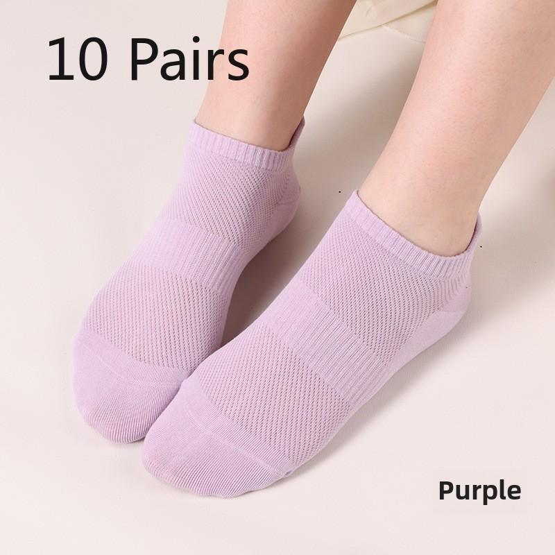 

10 пар женских весенне-летних антибактериальных дышащих сетчатых женских носков-лодочек с защитой от образования шариков, носки плотной вязки 10 Pairs фиолетовый