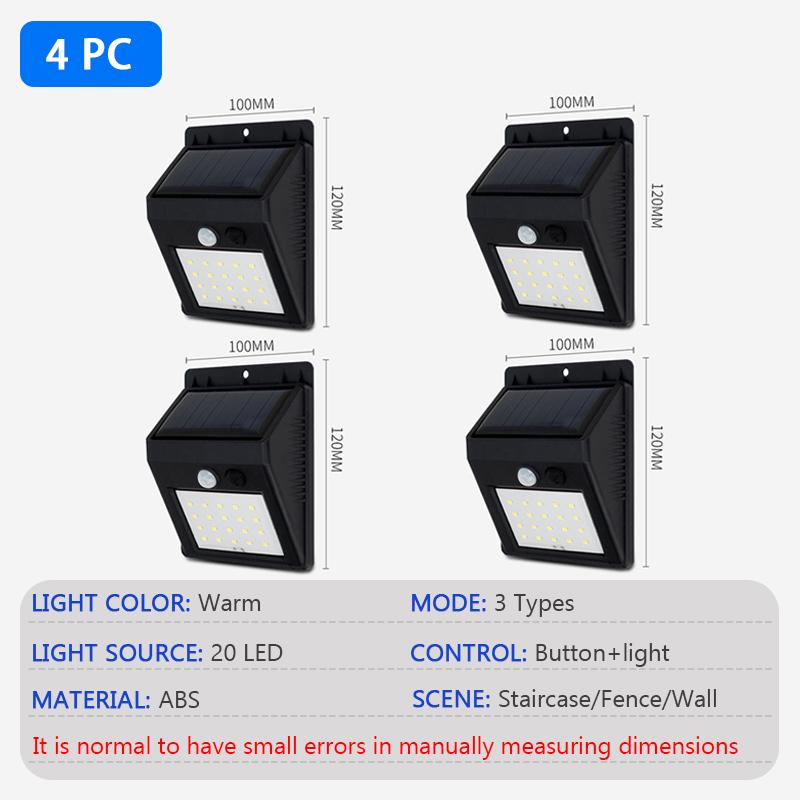 Outdoor PIR Motion Sensors Waterproof Light Modern LED Solar Wall Lamp Courtyard Decoration Lights porch Garden Fence Path Light