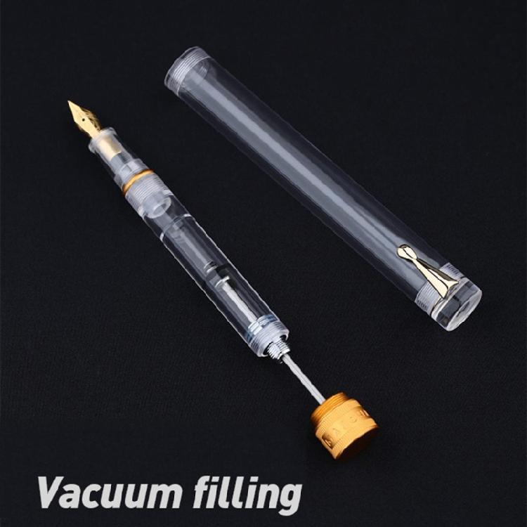 Office Study Fountain Pen Vacuum Filling Clear Ink View Body Stainless Steel Nib Option for Smooth Efficient Writing