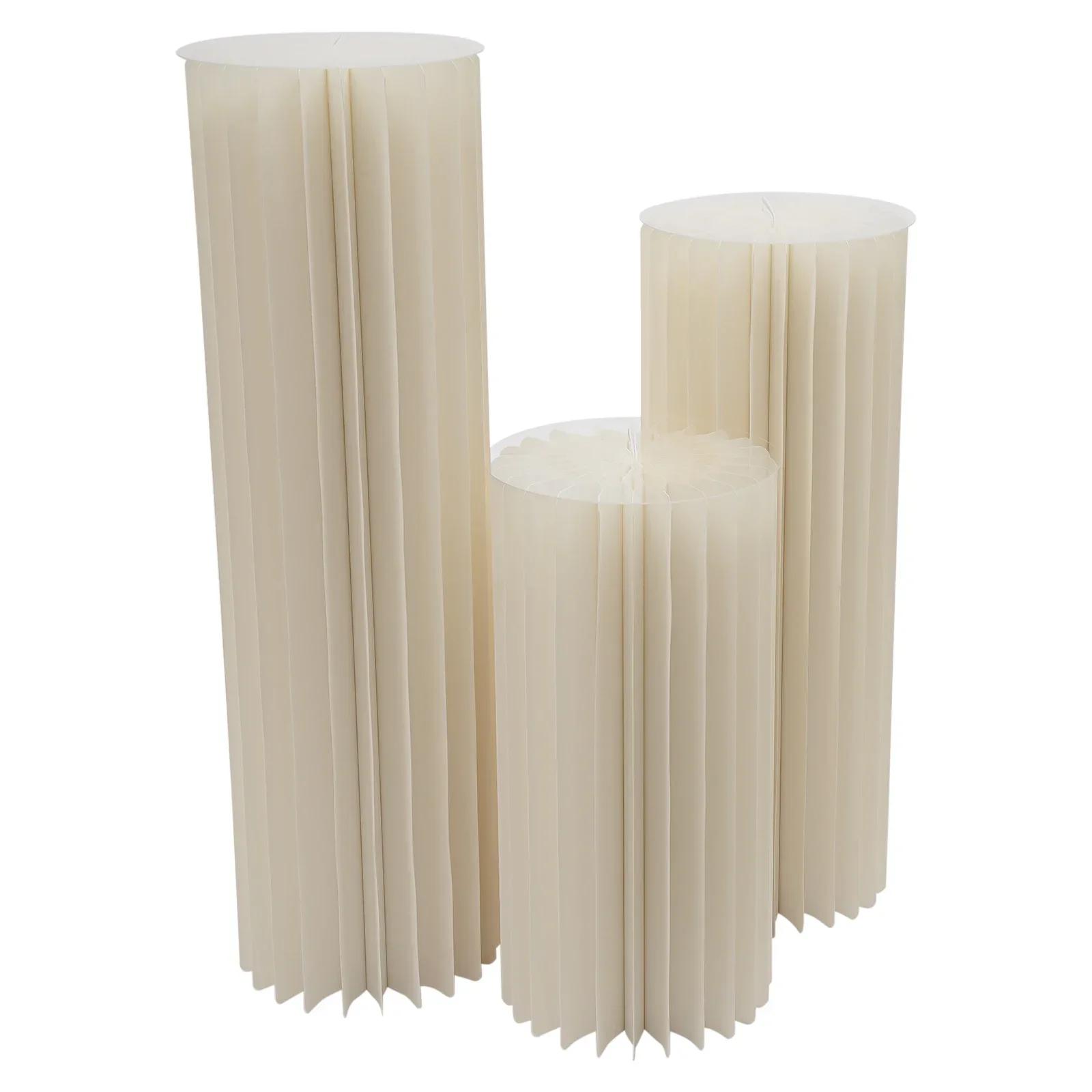 

3pcs White Wedding Table Centerpieces Cardboard Cake Vase Lightweight Flower Pedestal for Wedding Birthday Party Decoration белый