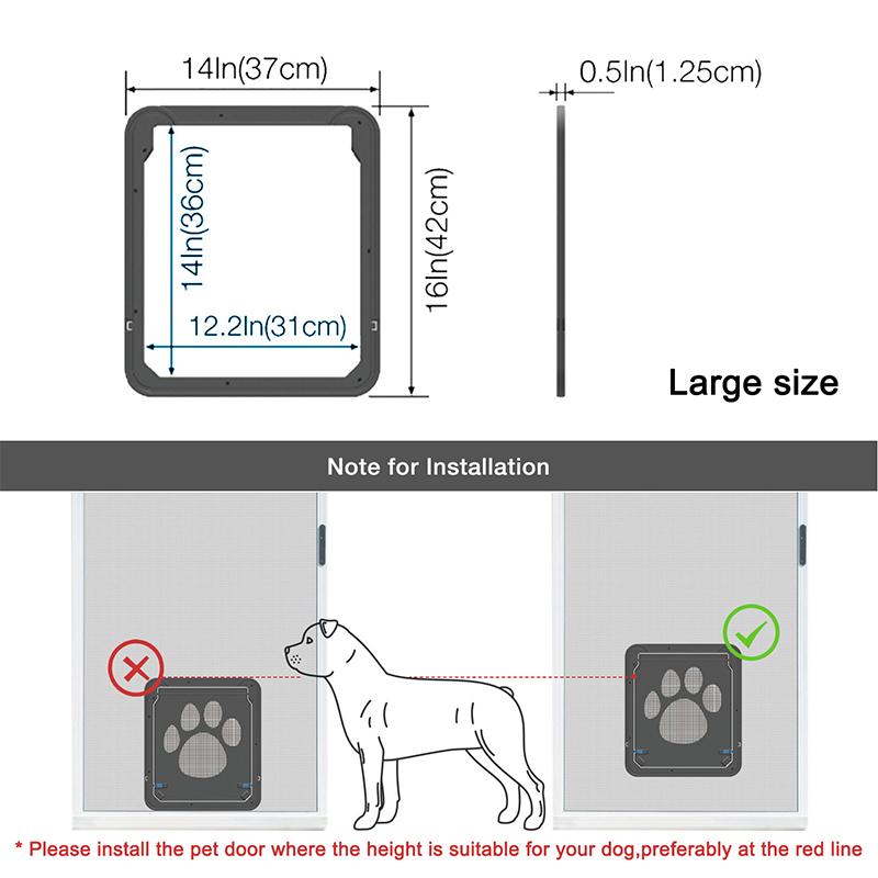 Large Dog Cat Screen Door Lockable Self-Closing Function Sturdy Pet Door Easy Safe Freely Enter House from Outdoor Garden Window