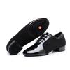 Men's Modern Dance Shoes with Soft Sole Patent Leather Black and White Soft Sole Square Dance Competition Specific Dance Shoes
